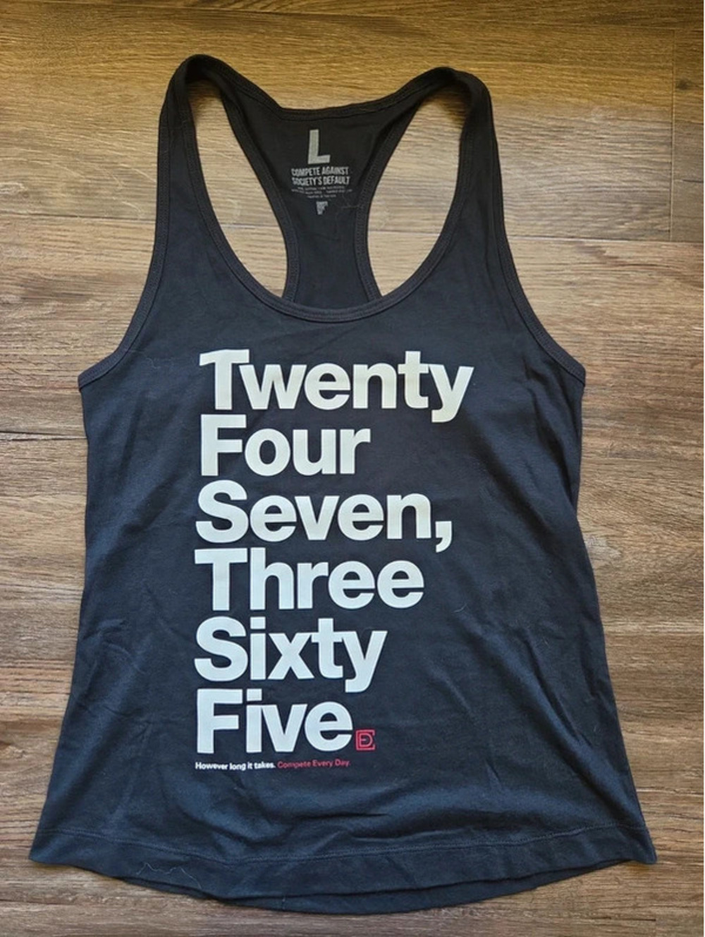 Compete Every Day 24/7 365 black athletic tank large